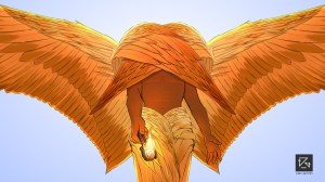 Artist's depiction of a seraph by Gabrielle Merloto (IG and ArtStation: @gam_amytis)